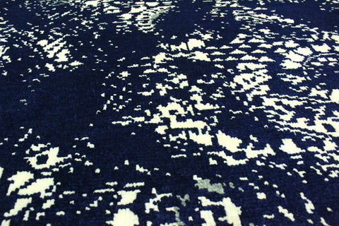 handmade Modern Abstract Blue Ivory Hand Knotted RECTANGLE WOOL&SILK area rug 4' x 6'