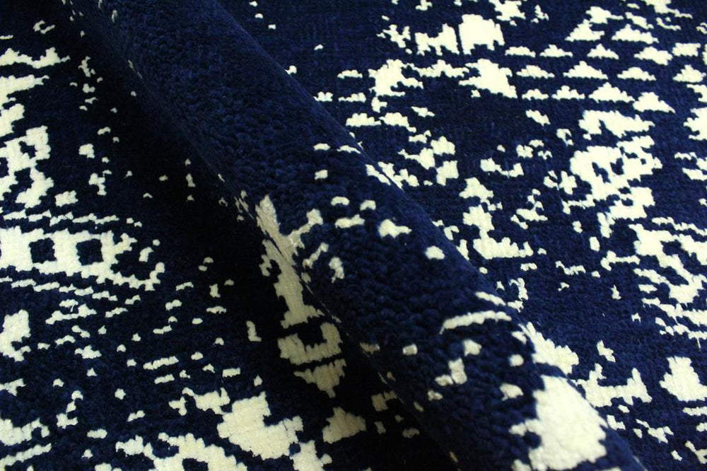 handmade Modern Abstract Blue Ivory Hand Knotted RECTANGLE WOOL&SILK area rug 4X6