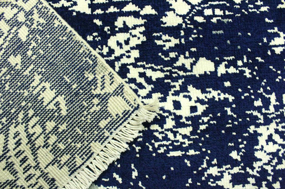 handmade Modern Abstract Blue Ivory Hand Knotted RECTANGLE WOOL&SILK area rug 4X6