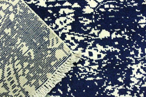 handmade Modern Abstract Blue Ivory Hand Knotted RECTANGLE WOOL&SILK area rug 4' x 6'