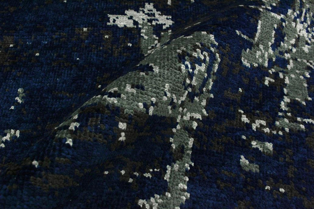 handmade Modern Abstract Blue Ivory Hand Knotted RECTANGLE WOOL&SILK area rug 4X6