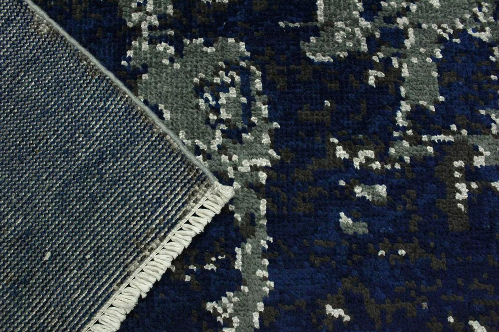 handmade Modern Abstract Blue Ivory Hand Knotted RECTANGLE WOOL&SILK area rug 4X6