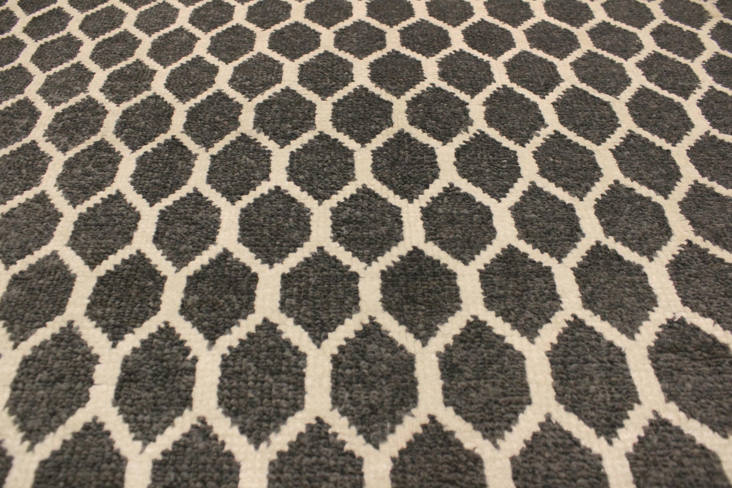 handmade Modern Ailsa Gray Ivory Hand Knotted RECTANGLE WOOL&VISCOU area rug 4' x 6'