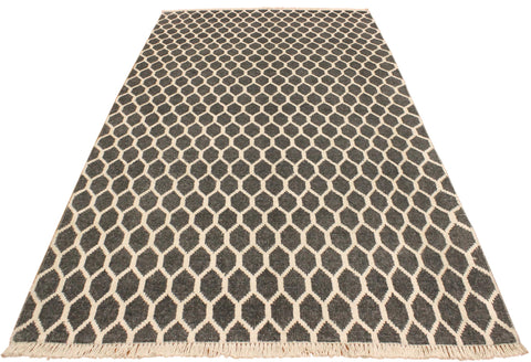 handmade Modern Ailsa Gray Ivory Hand Knotted RECTANGLE WOOL&VISCOU area rug 4' x 6'