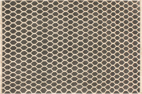 handmade Modern Ailsa Gray Ivory Hand Knotted RECTANGLE WOOL&VISCOU area rug 4' x 6'