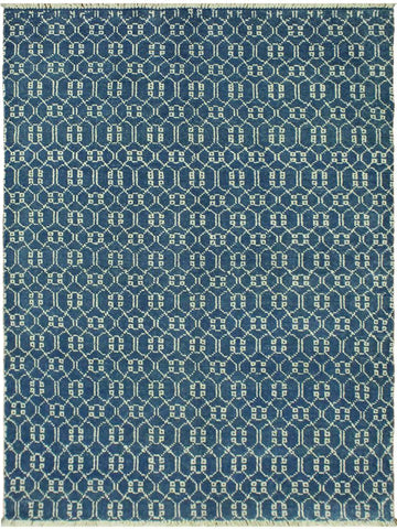 handmade Modern Elara Lt. Blue Ivory Hand Knotted RECTANGLE WOOL&SILK area rug 4x6