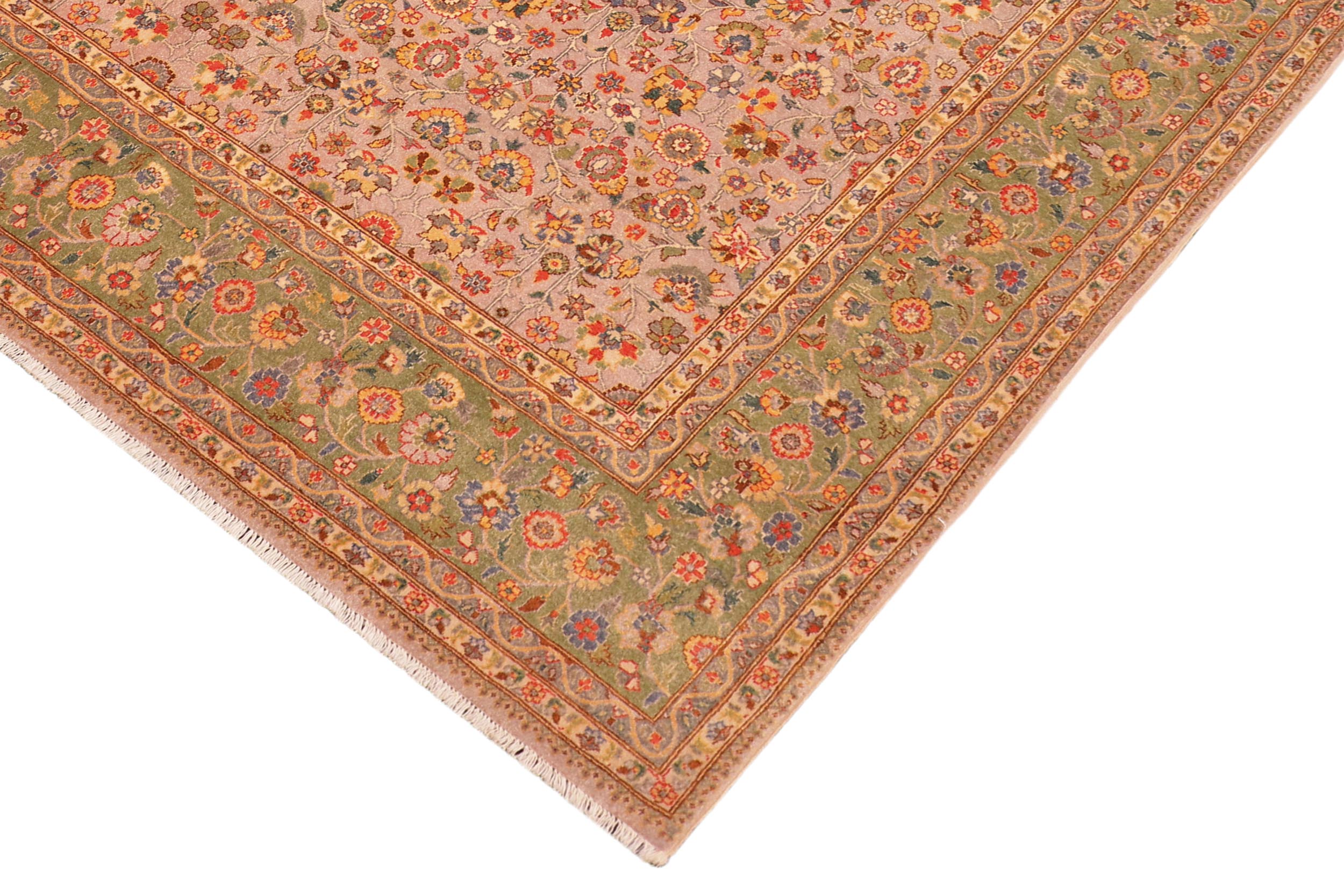 handmade Transitional  Grey Green Hand Knotted RECTANGLE 100% WOOL area rug 8' x 10'