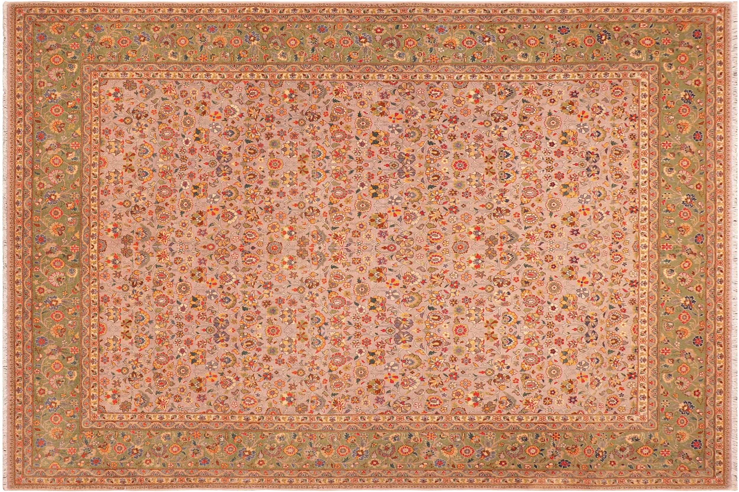 handmade Transitional  Grey Green Hand Knotted RECTANGLE 100% WOOL area rug 8' x 10'