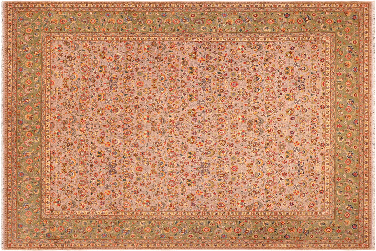 handmade Transitional  Grey Green Hand Knotted RECTANGLE 100% WOOL area rug 8' x 10'