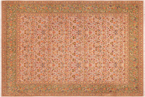 handmade Transitional  Grey Green Hand Knotted RECTANGLE 100% WOOL area rug 8' x 10'