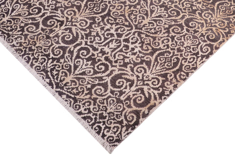 handmade Transitional Cryena Charcoal Brown Hand Knotted RECTANGLE WOOL&SILK area rug 5' x 7'