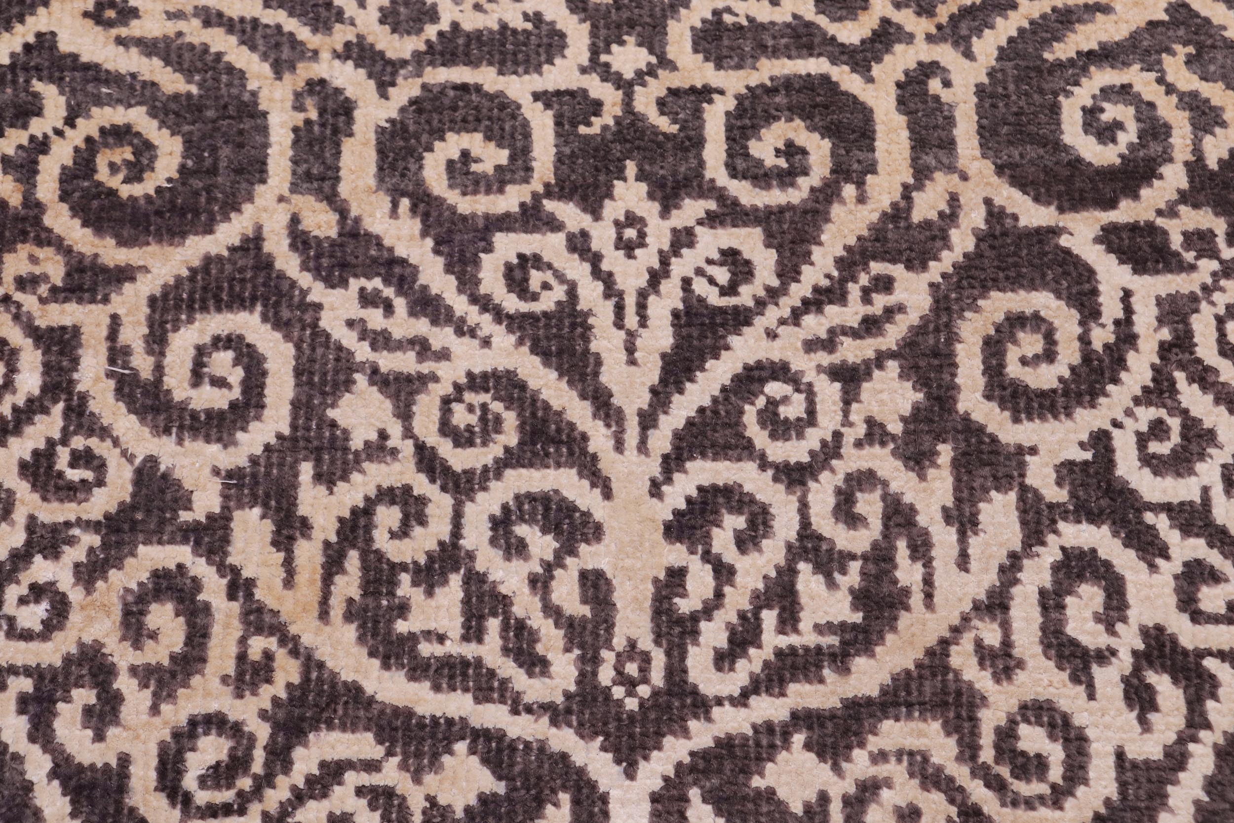handmade Transitional Cryena Charcoal Brown Hand Knotted RECTANGLE WOOL&SILK area rug 5' x 7'