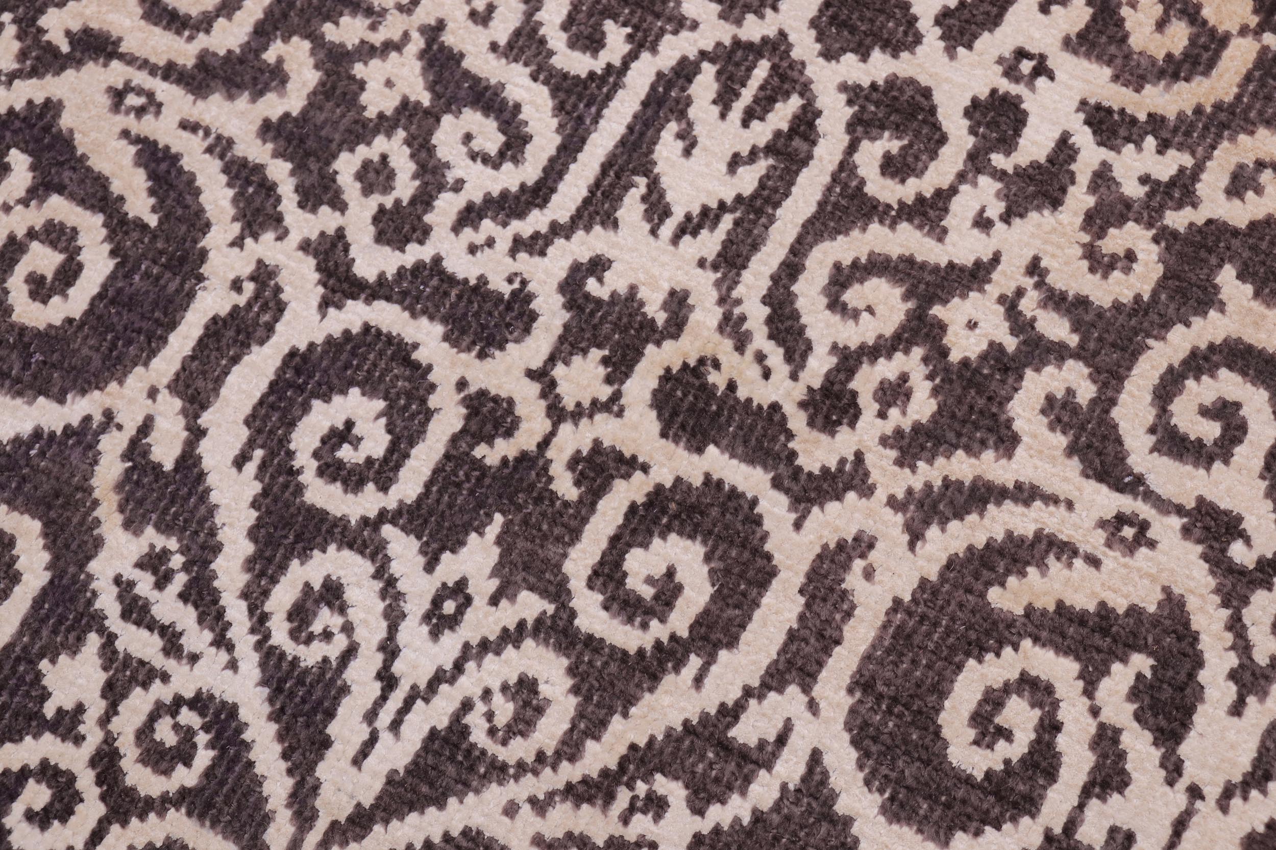 handmade Transitional Cryena Charcoal Brown Hand Knotted RECTANGLE WOOL&SILK area rug 5' x 7'