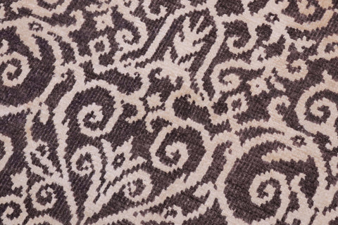 handmade Transitional Cryena Charcoal Brown Hand Knotted RECTANGLE WOOL&SILK area rug 5' x 7'