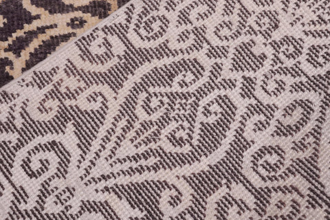 handmade Transitional Cryena Charcoal Brown Hand Knotted RECTANGLE WOOL&SILK area rug 5' x 7'