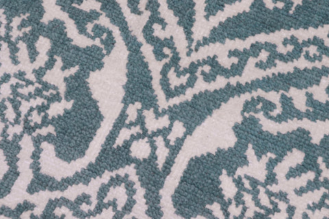 handmade Modern Round Kafkaz Green Ivory Hand Knotted ROUND WOOL&SILK area rug 6' x 6'