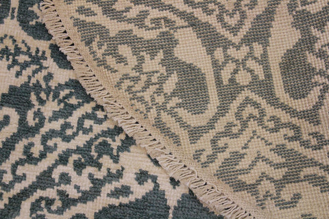 A10456, 6 1"x 6 1",Traditional                   ,6x6,Green,IVORY,Hand-knotted                  ,Pakistan   ,Wool&silk  ,Round      ,652671191886