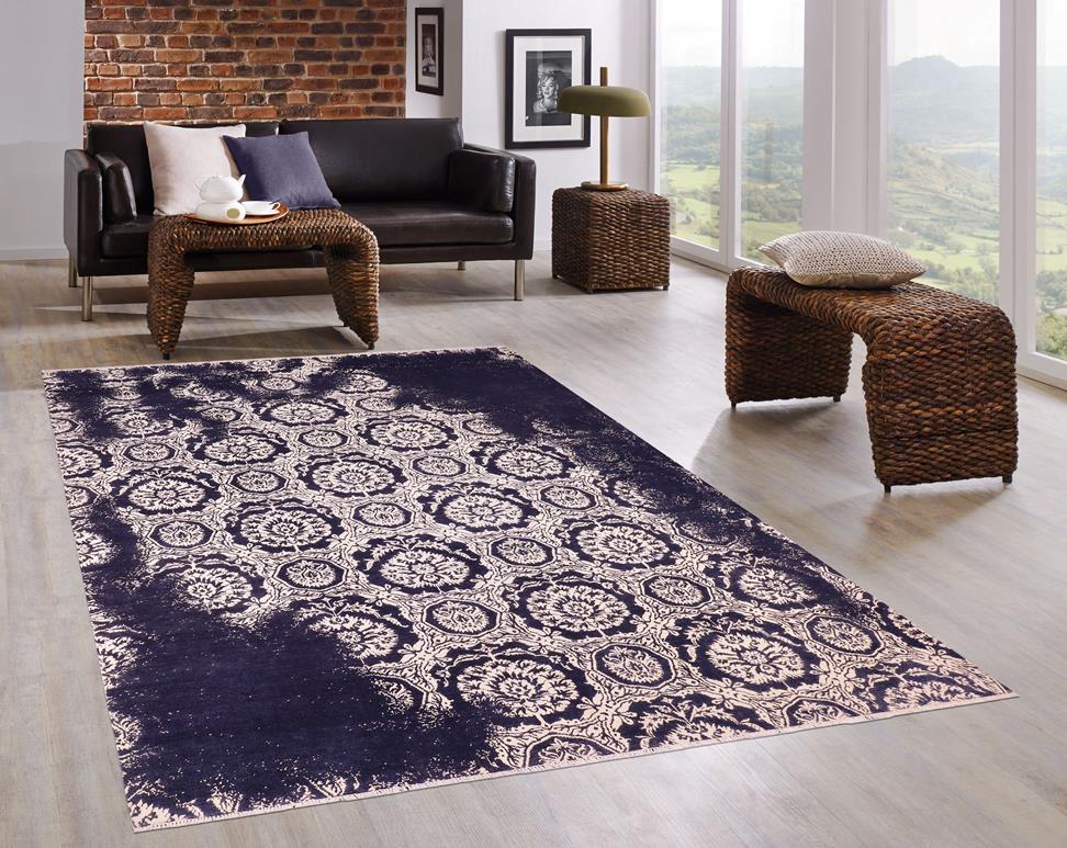 handmade Modern Abstract Blue Beige Hand Knotted RECTANGLE WOOL&SILK area rug 9X12