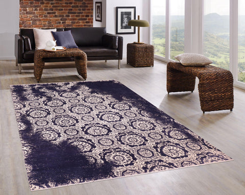 handmade Modern Abstract Blue Beige Hand Knotted RECTANGLE WOOL&SILK area rug 9' x 12'
