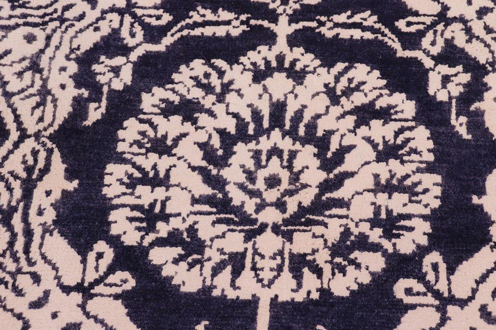 handmade Modern Abstract Blue Beige Hand Knotted RECTANGLE WOOL&SILK area rug 9X12