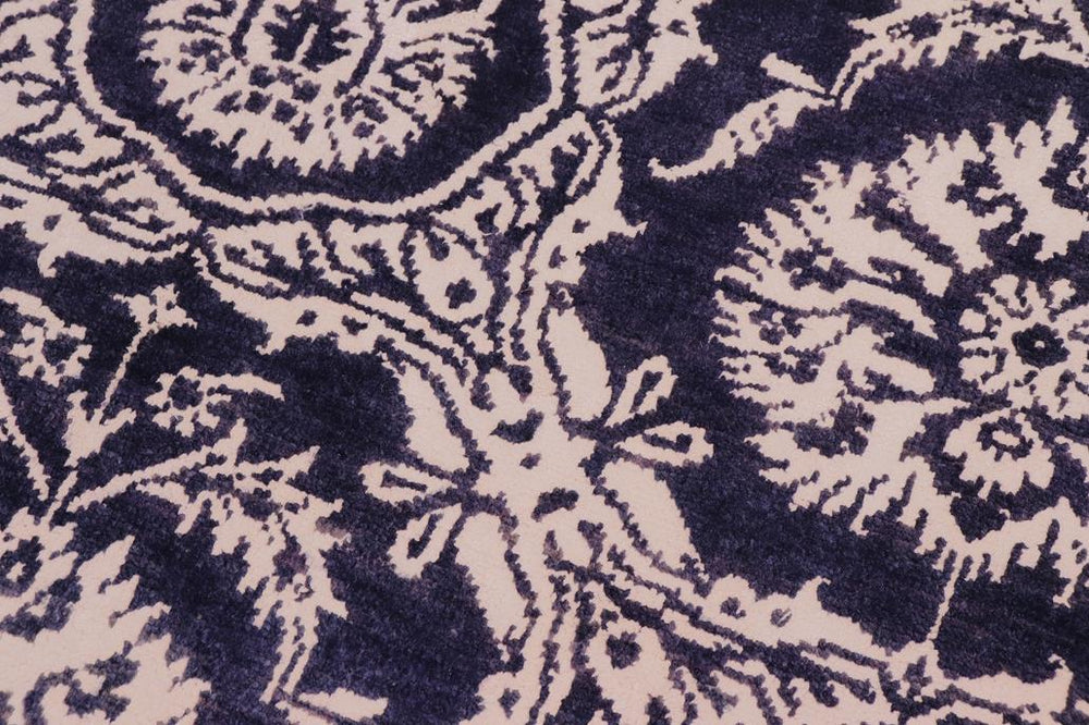 handmade Modern Abstract Blue Beige Hand Knotted RECTANGLE WOOL&SILK area rug 9X12