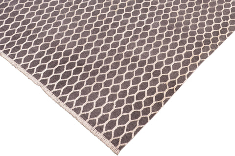 handmade Modern Ailsa Gray Beige Hand Knotted RECTANGLE WOOL&VISCOU area rug 8' x 10'