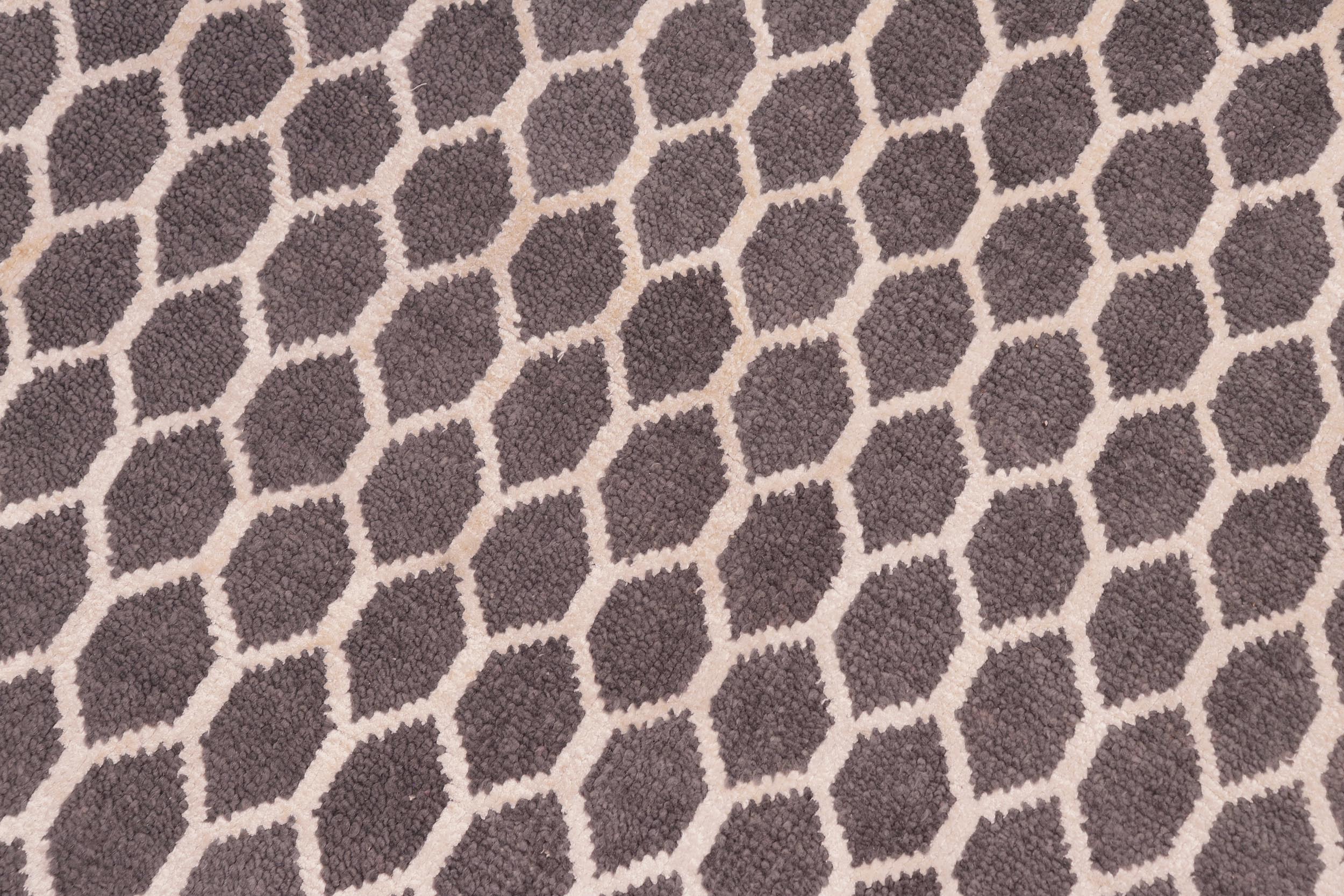 handmade Modern Ailsa Gray Beige Hand Knotted RECTANGLE WOOL&VISCOU area rug 8' x 10'