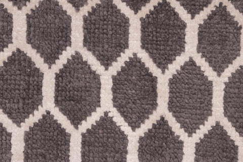 handmade Modern Ailsa Gray Beige Hand Knotted RECTANGLE WOOL&VISCOU area rug 8' x 10'