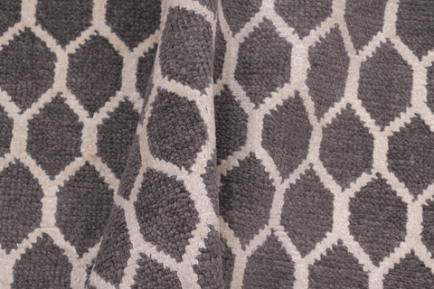 handmade Modern Ailsa Gray Beige Hand Knotted RECTANGLE WOOL&VISCOU area rug 8' x 10'