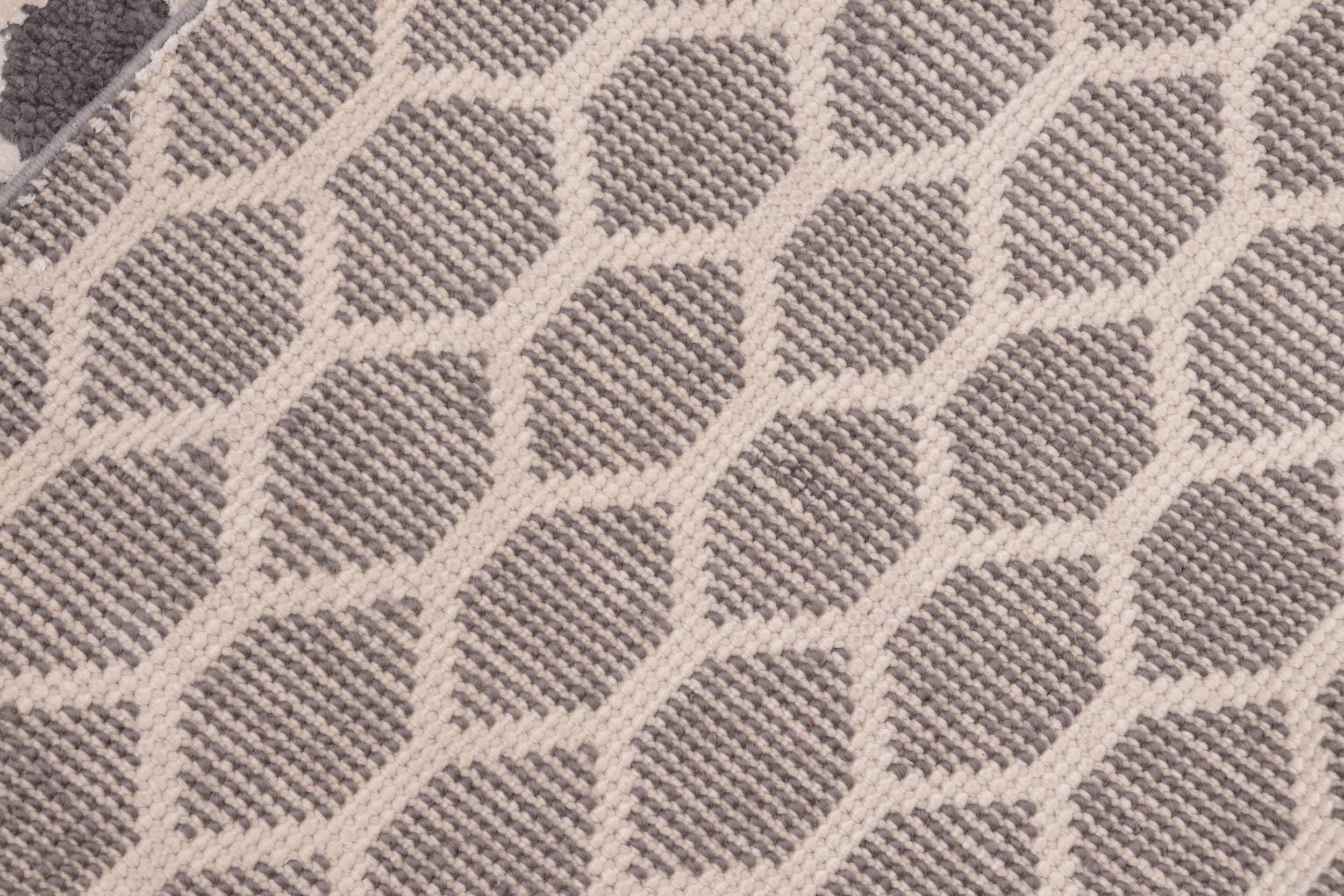 handmade Modern Ailsa Gray Beige Hand Knotted RECTANGLE WOOL&VISCOU area rug 8' x 10'