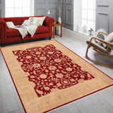 handmade Traditional Kafkaz Red Tan Hand Knotted RECTANGLE 100% WOOL area rug 8 x 10