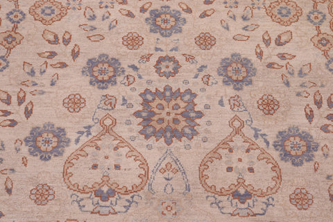 handmade Modern Kafkaz Ivory Pink Hand Knotted RECTANGLE 100% WOOL area rug 9' x 12'
