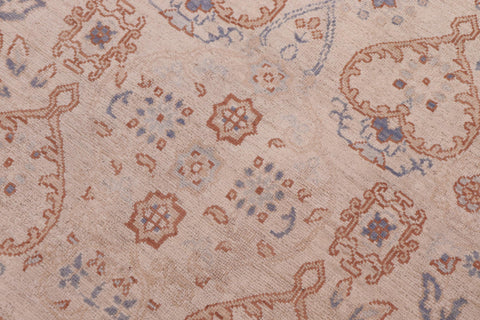 handmade Modern Kafkaz Ivory Pink Hand Knotted RECTANGLE 100% WOOL area rug 9' x 12'