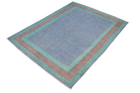 handmade Over Dyed Over Dyed Blue Brown Hand Knotted RECTANGLE 100% WOOL area rug 8' x 10'