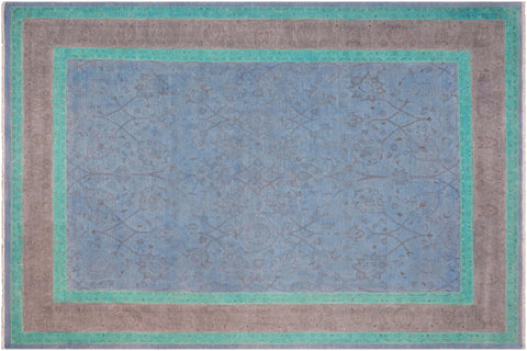 handmade Over Dyed Over Dyed Blue Brown Hand Knotted RECTANGLE 100% WOOL area rug 8' x 10'