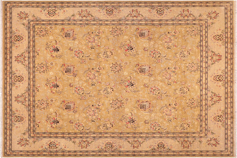 handmade Transitional  Gold Gray Hand Knotted RECTANGLE 100% WOOL area rug 8' x 10'