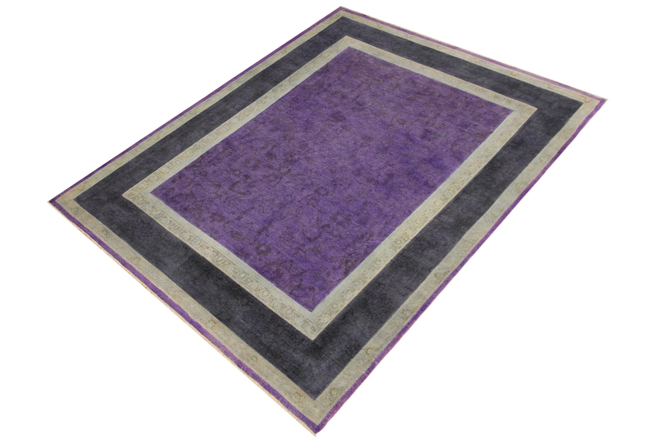 handmade Over Dyed Over Dyed Purple Blue Hand Knotted RECTANGLE 100% WOOL area rug 8' x 10'