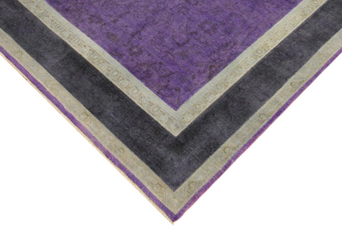 handmade Over Dyed Over Dyed Purple Blue Hand Knotted RECTANGLE 100% WOOL area rug 8' x 10'