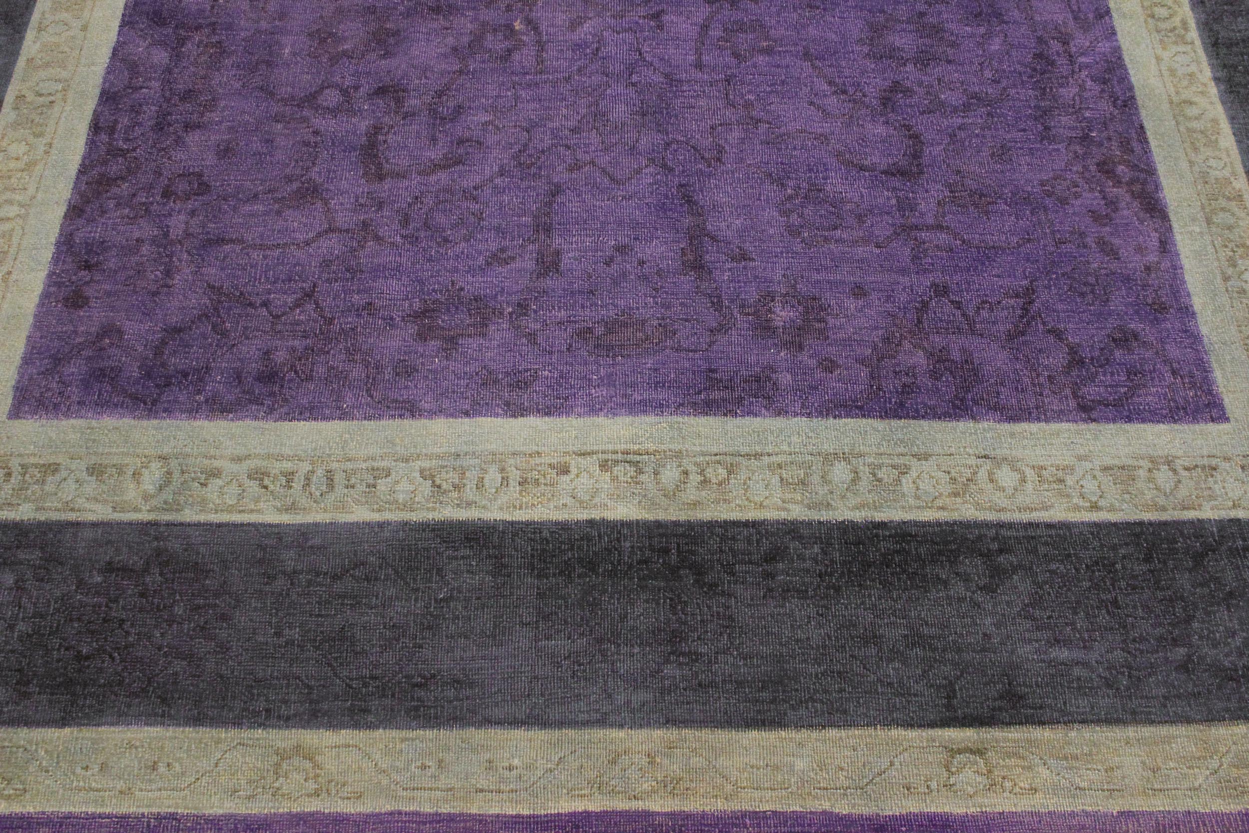 handmade Over Dyed Over Dyed Purple Blue Hand Knotted RECTANGLE 100% WOOL area rug 8' x 10'