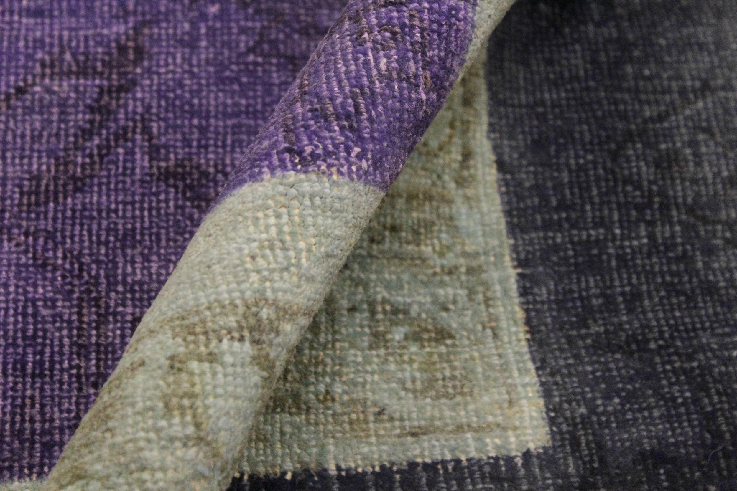 handmade Over Dyed Over Dyed Purple Blue Hand Knotted RECTANGLE 100% WOOL area rug 8' x 10'