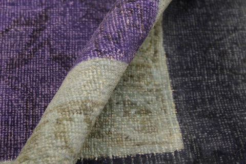handmade Over Dyed Over Dyed Purple Blue Hand Knotted RECTANGLE 100% WOOL area rug 8' x 10'