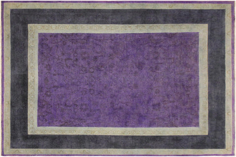 handmade Over Dyed Over Dyed Purple Blue Hand Knotted RECTANGLE 100% WOOL area rug 8' x 10'