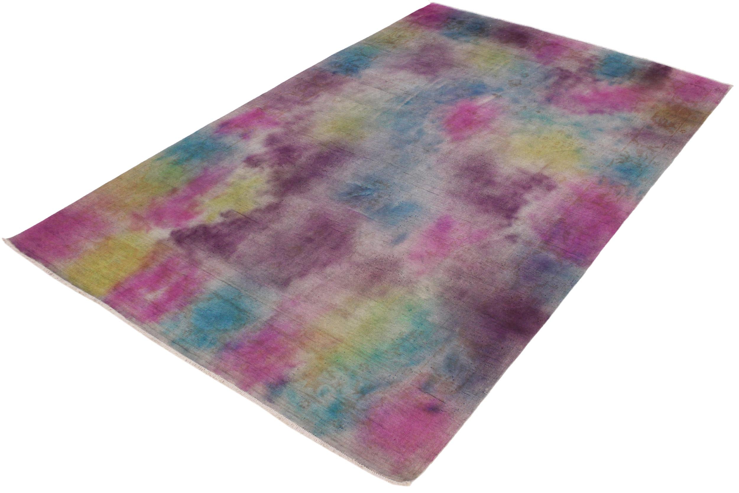 handmade Over Dyed Over Dyed Pink Yellow Hand Knotted RECTANGLE 100% WOOL area rug 8' x 10'
