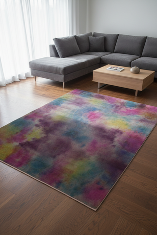 Overdyed Nicolett Pink/Yellow Hand-Knotted Rug  7'11X10'4