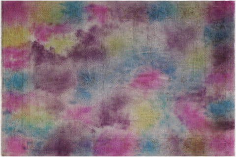 handmade Over Dyed Over Dyed Pink Yellow Hand Knotted RECTANGLE 100% WOOL area rug 8' x 10'