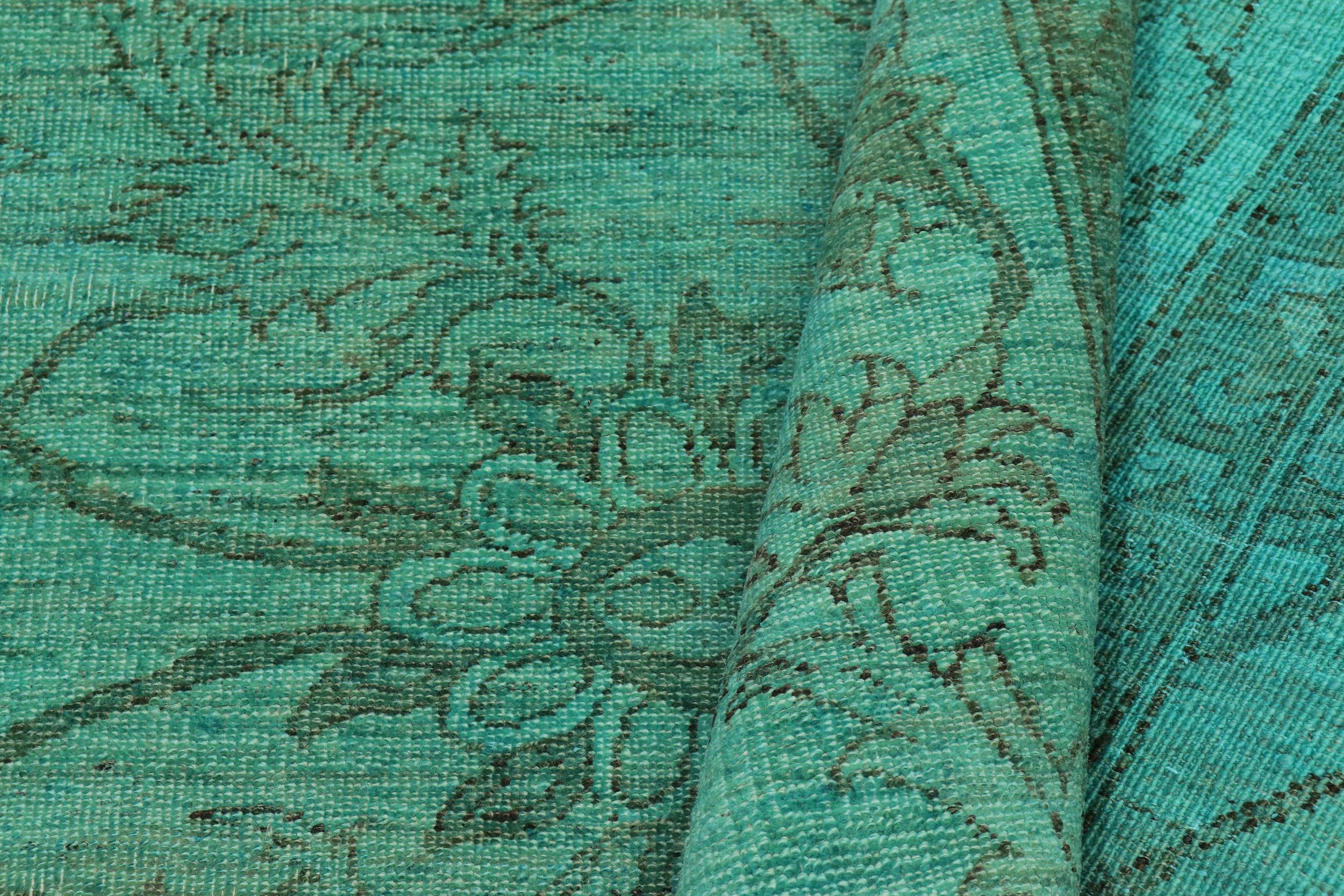 handmade Traditional Kafkaz Teal Teal Hand Knotted RECTANGLE 100% WOOL area rug 8' x 10'