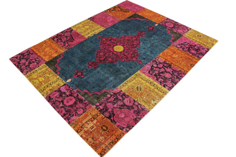 handmade Over Dyed Over Dyed Green Magenta Hand Knotted RECTANGLE 100% WOOL area rug 8' x 10'