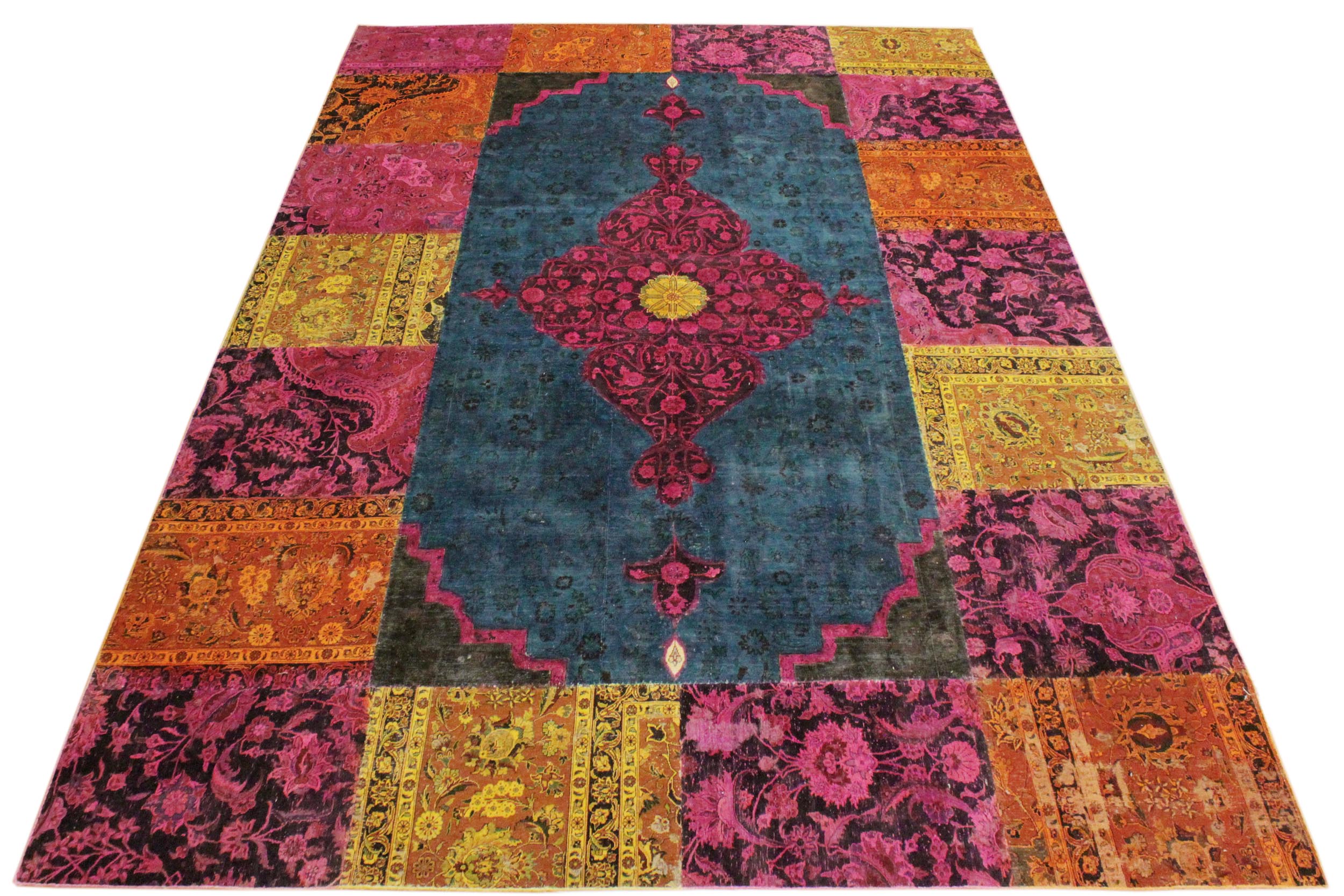 handmade Over Dyed Over Dyed Green Magenta Hand Knotted RECTANGLE 100% WOOL area rug 8' x 10'