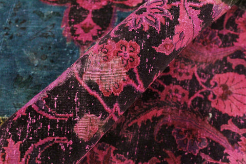 handmade Over Dyed Over Dyed Green Magenta Hand Knotted RECTANGLE 100% WOOL area rug 8' x 10'