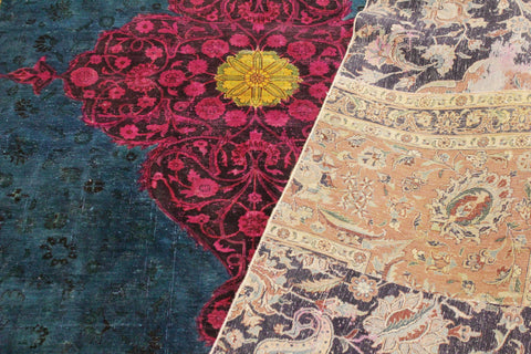 handmade Over Dyed Over Dyed Green Magenta Hand Knotted RECTANGLE 100% WOOL area rug 8' x 10'